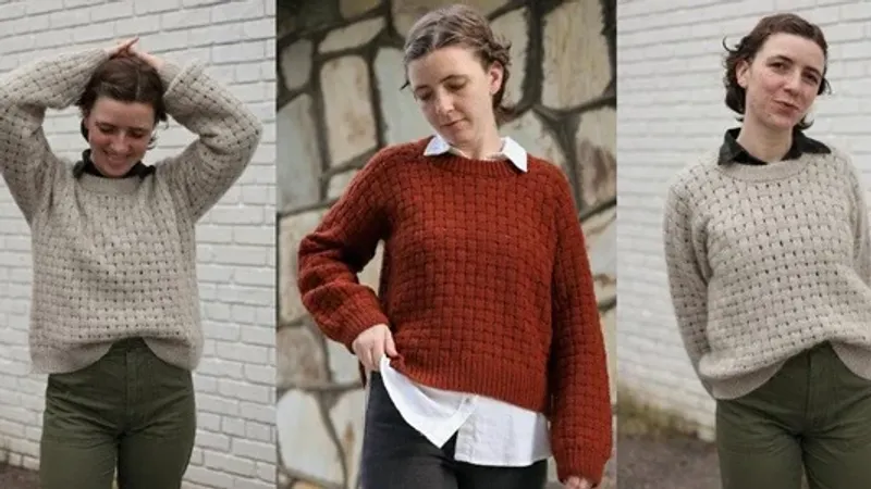 Пуловер вязаный спицами узором плетенка Willow Pullover