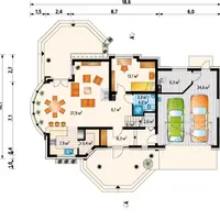 Проект одноэтажного дома с мансардой и гаражом на два автомобиля "Гелиодор" (E-1091)
