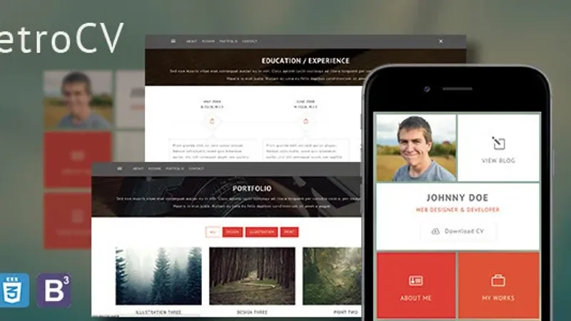 MetroCV - OnePage Resume Portfolio WordPress Theme