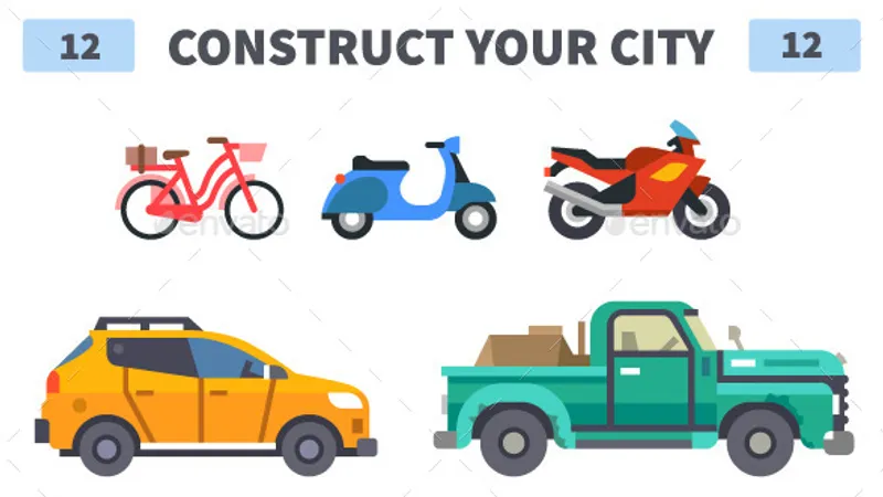 Набор 9 Premium Flat Design вектор, графики, презентаций