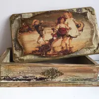 Полихромное кракле с отслойкой. Шкатулка «Лето. Ницца. 1876»