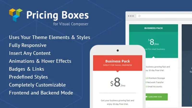 Pricing Boxes for Visual Composer