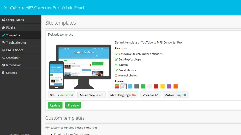 YouTube to MP3 Converter Pro - with admin panel
