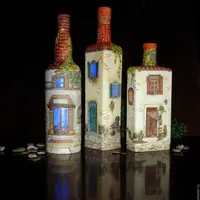 Домик мечты. Декорирование бутылки-светильника
