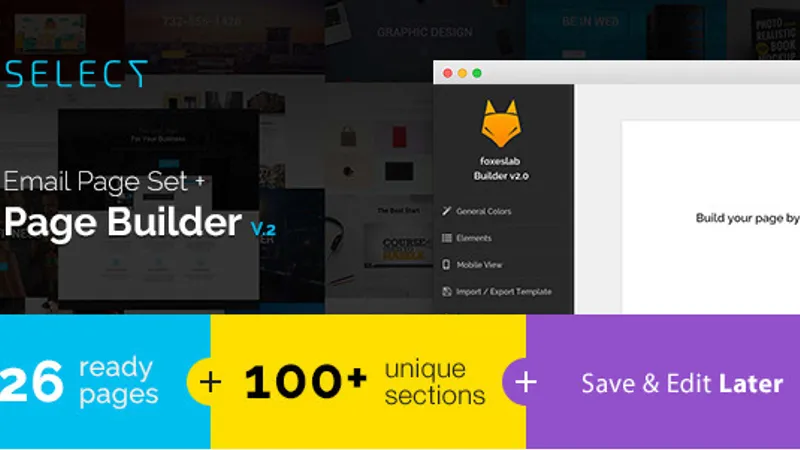 Select Email Templates Set with FoxesBuilder v.2 Конструктор email писем